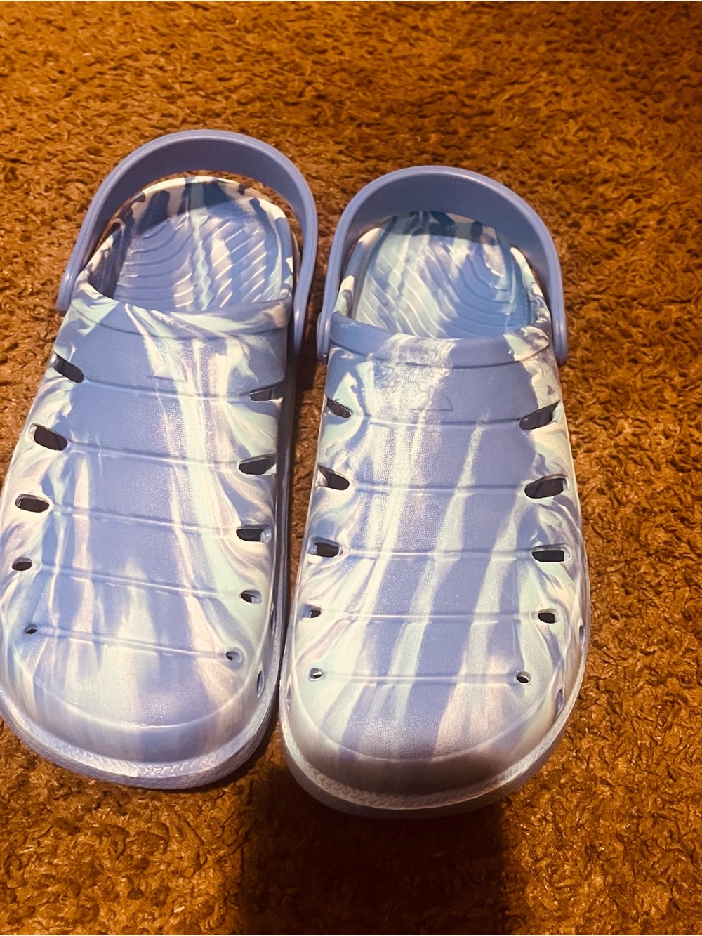 Women's Light Blue Marble Slip-On Sandal Clogs